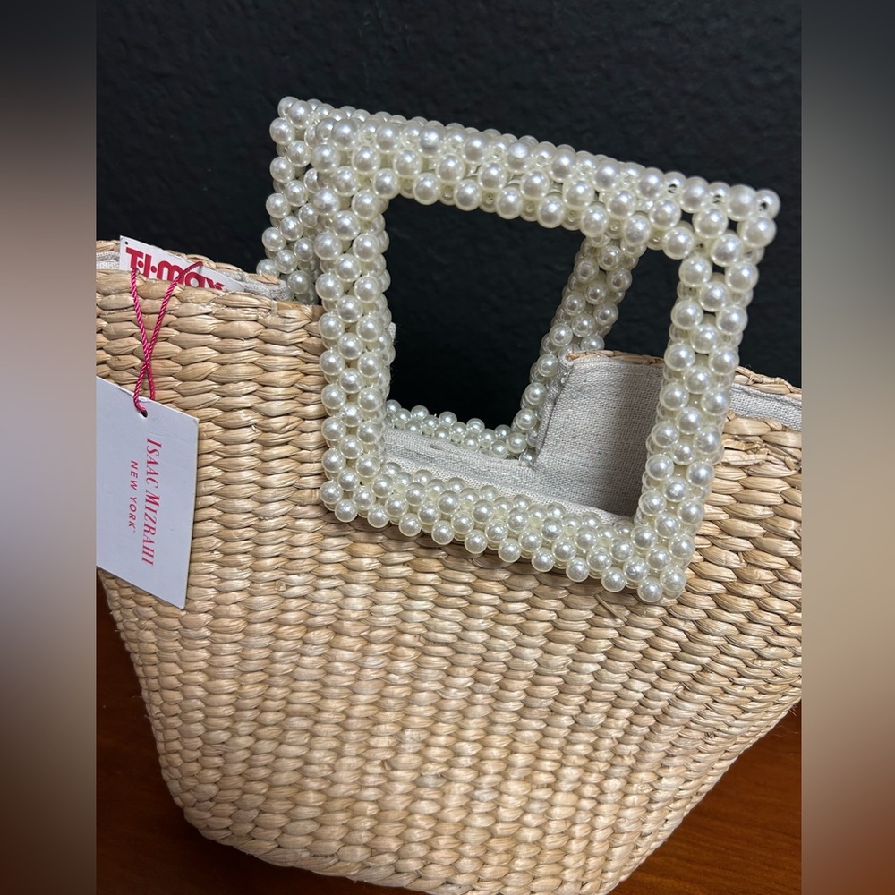 Isaac Mizrahi Raffia Pearl Handle Bag NWT - Picture 9 of 9